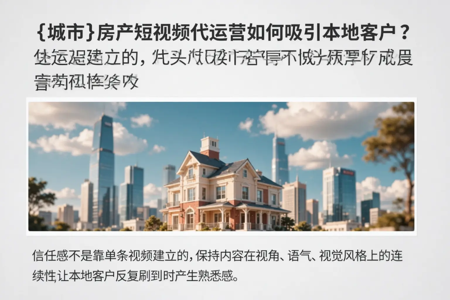 三门峡房产短视频代运营如何吸引本地客户？