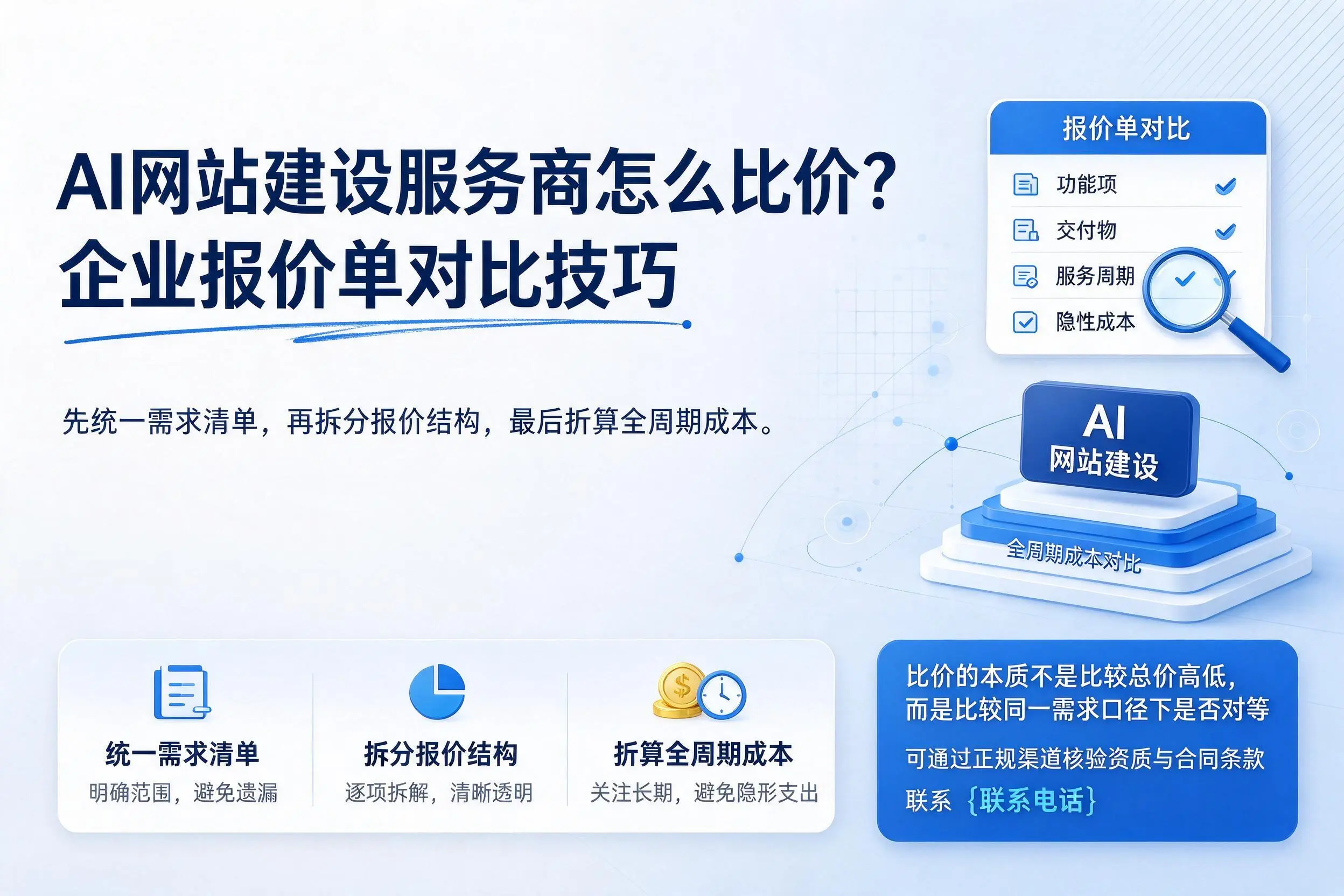 AI网站建设服务商怎么比价？三门峡企业报价单对比技巧