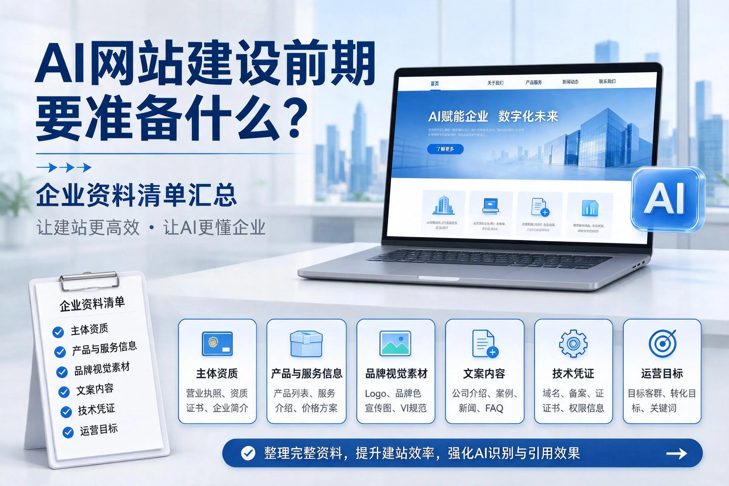 AI网站建设前期要准备什么?三门峡企业资料清单汇总