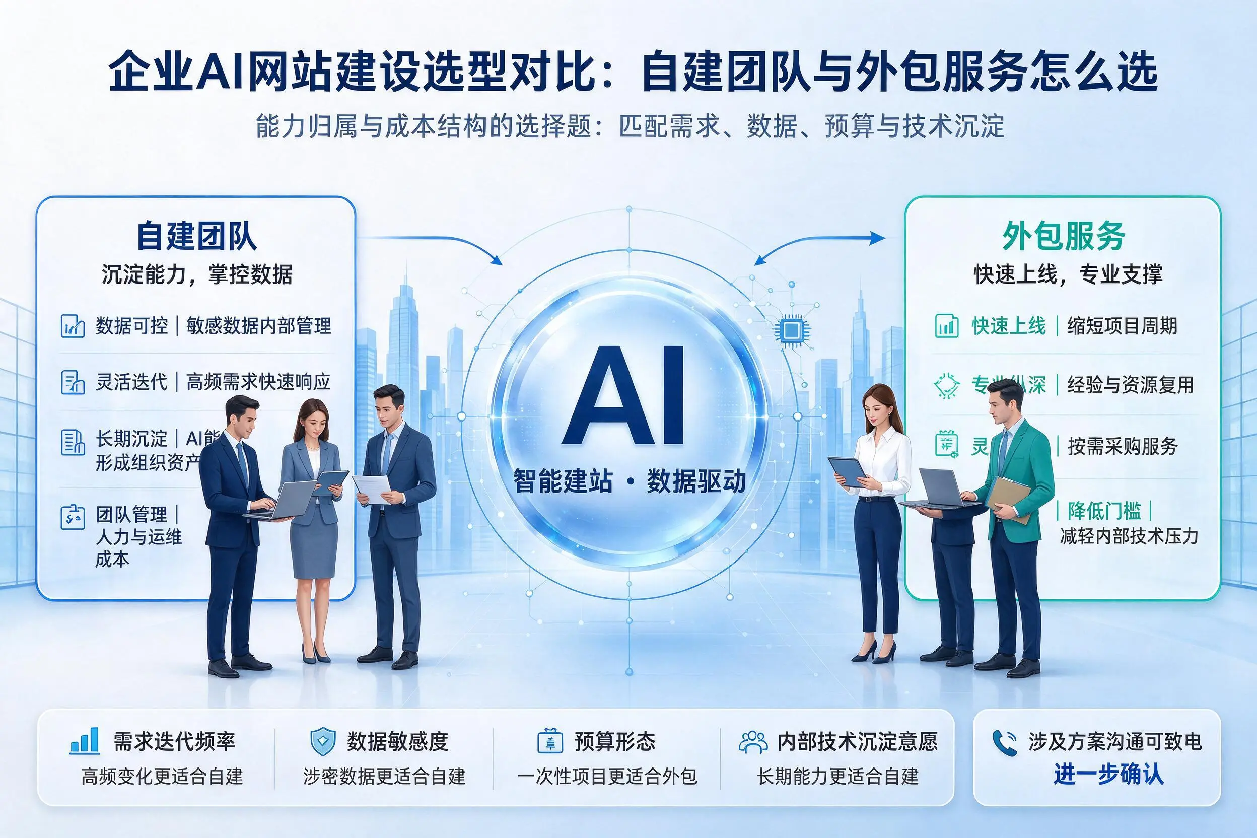 三门峡企业AI网站建设选型对比：自建团队与外包服务怎么选