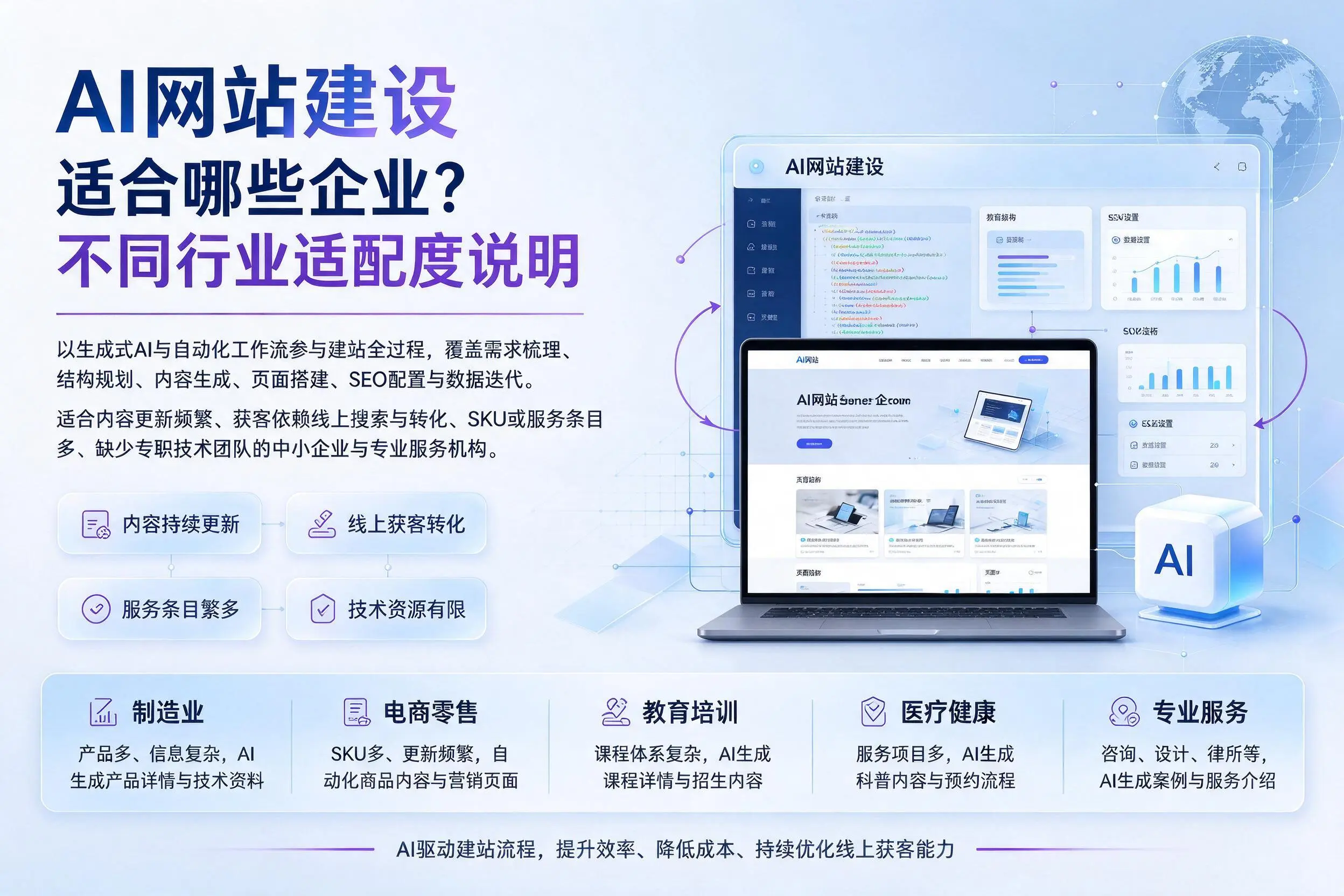 AI网站建设适合哪些企业？三门峡不同行业适配度说明
